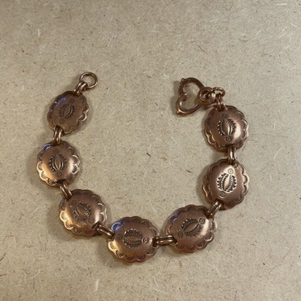 Stamped copper bracelet
